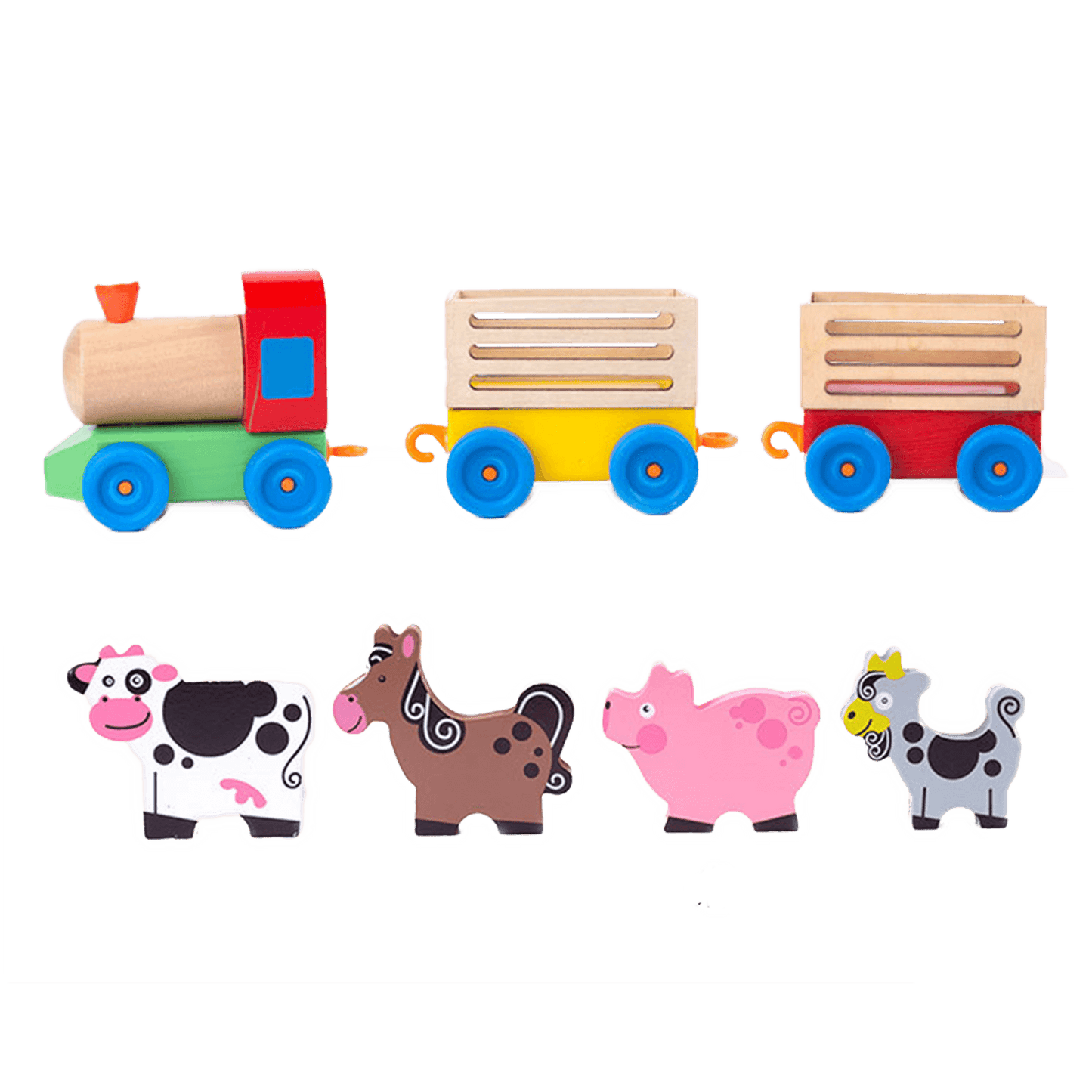 Tren de madera porta animales de  granja