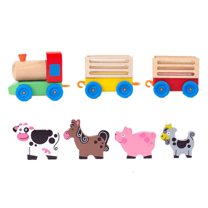 Tren de madera porta animales de  granja