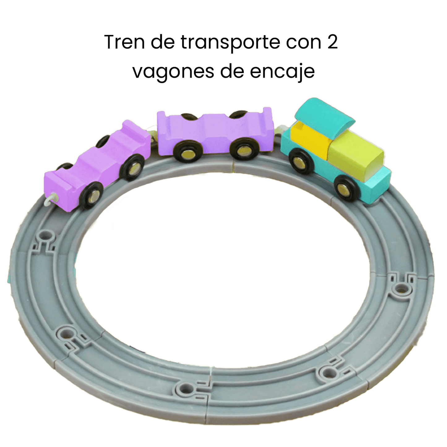 Ciudad de Bloques de madera con Riel de Tren